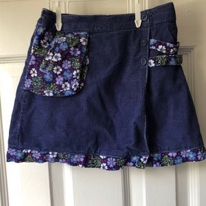 Navy Corduroy Faux Wrap Skirt with bloomers, 24 m